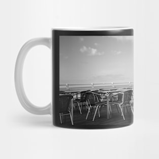 Outdoor seating on Cromer pier Mug